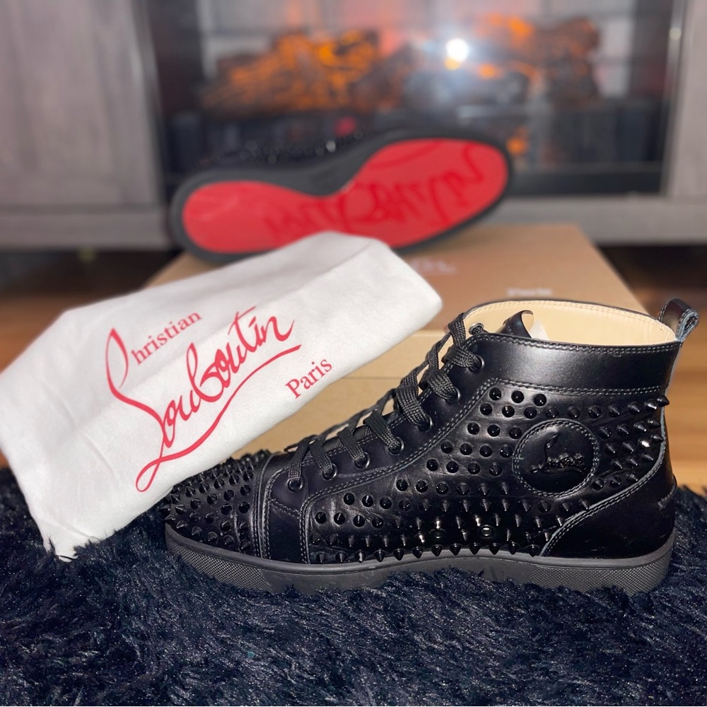 Christian Louboutin High Top Louis Flat Calf/Spikes B049 (5004532) size 44 W53